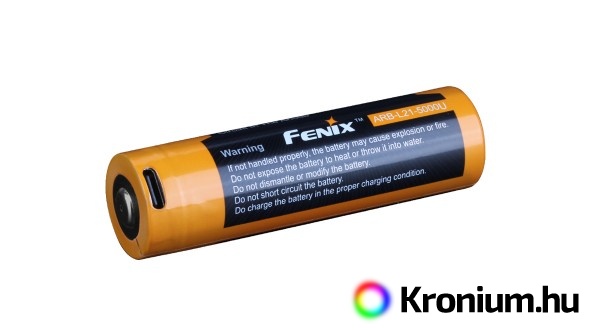 Fenix 21700 5000 mAh újratölthető elem USB-C-vel (Li-Ion)