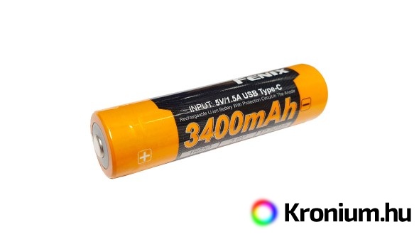 Fenix 18650 3400 mAh USB-C tölthető akkumulátor (Li-ion)