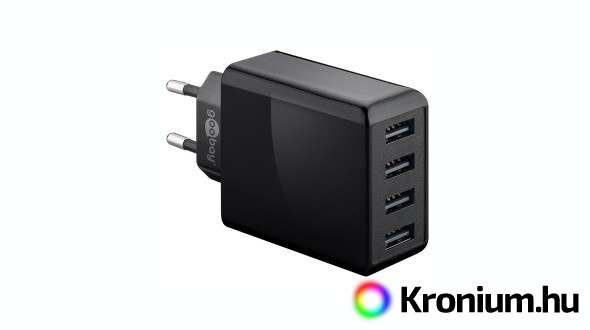 Négycsatornás hálózati USB adapter (összesen 6000 mA, 30W)