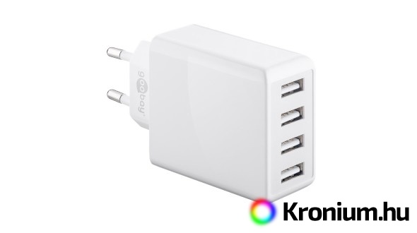 Négycsatornás hálózati USB adapter (összesen 6000 mA, 30W)