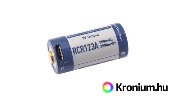 USB akkumulátor Keeppower RCR123A 3V 860 mAh (Li-Ion)