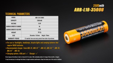 Fenix 18650 3500 mAh USB tölthető akkumulátor (Li-ion)