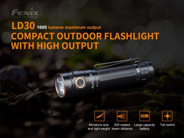 LED zseblámpa Fenix LD30 + USB akkumulátor 3400 mAh