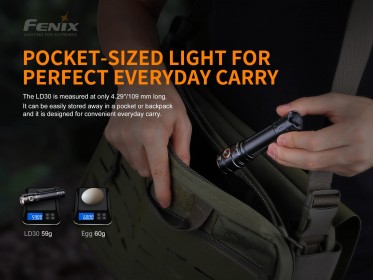 LED zseblámpa Fenix LD30 + USB akkumulátor 3400 mAh