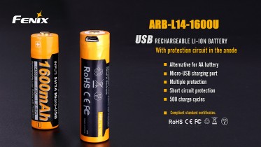 Újratölthető USB AA elem Fenix ARB-L14-1600U