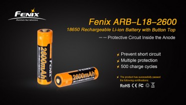 Fenix 18650 2600 mAh tölthető akkumulátor (Li-Ion)