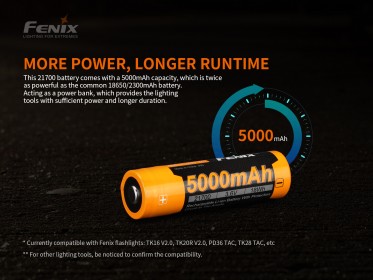 Tölthető akkumulátor Fenix 21700 5000 mAh (Li-Ion)