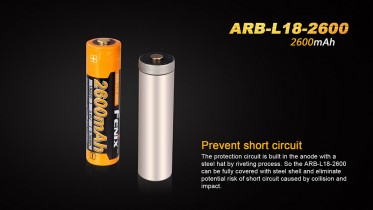 Fenix 18650 újratölthető akkumulátor 2600 mAh (Li-Ion)