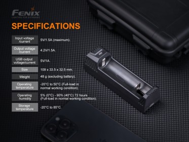 USB töltő Fenix ARE-X1 V2.0 (Li-ion)