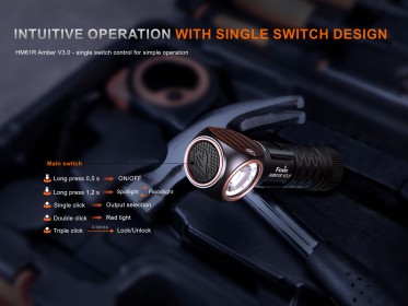 Fenix HM61R Amber V3.0 tölthető fejlámpa