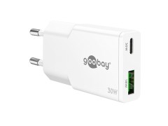 Hálózati GaN adapter USB-C + USB-A (30W)