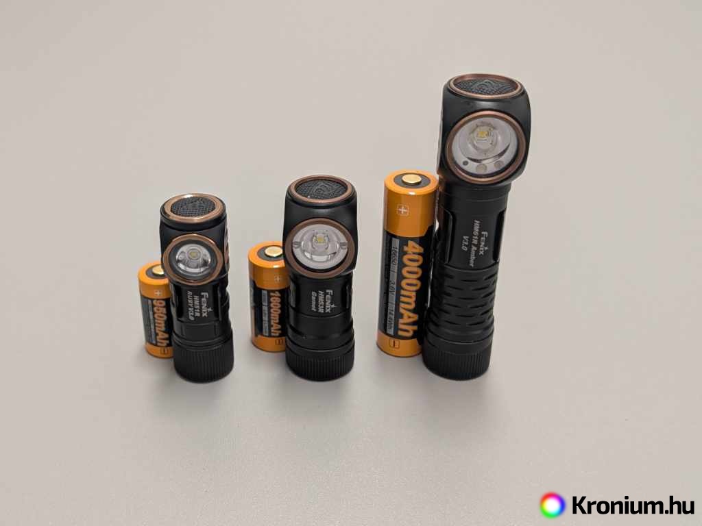Fenix fejlámpa akkumulátorok közelről
