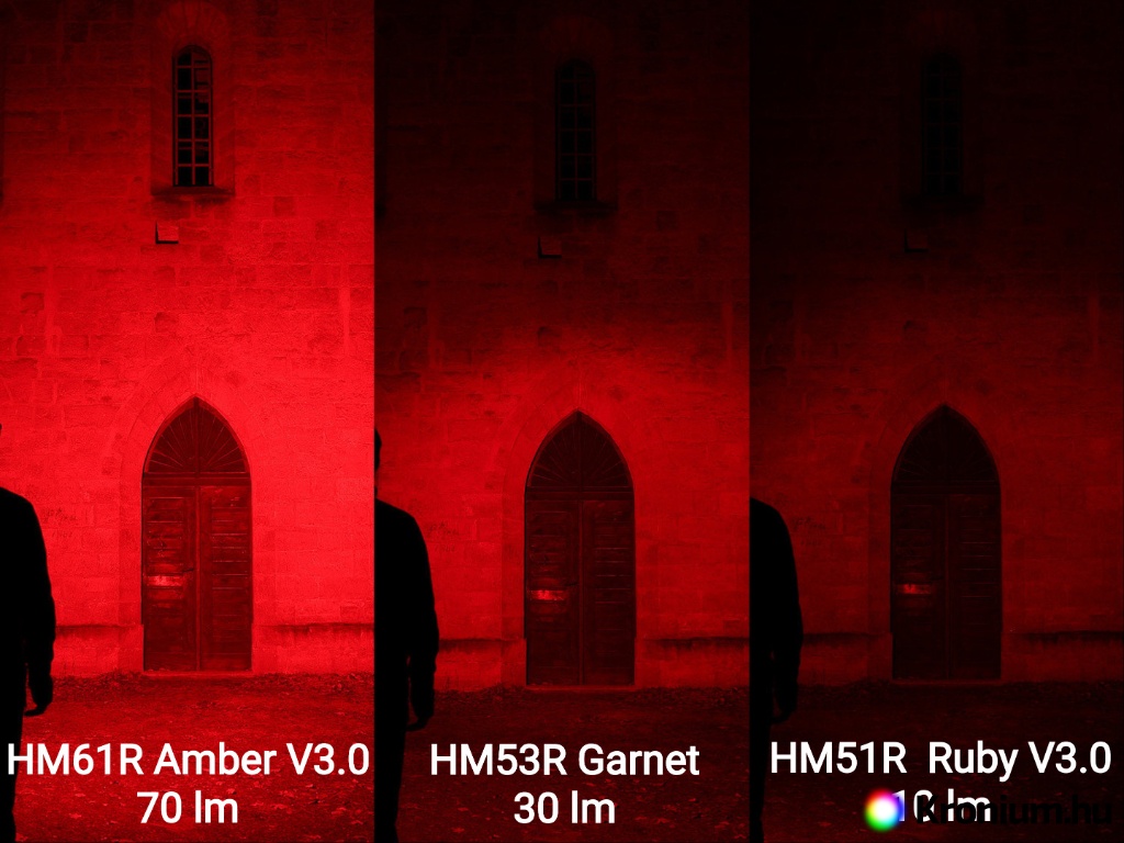 Piros fény bemutatása a Fenix HM61R Amber V3.0 fejlámpánál